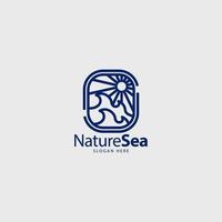 natuur zee Golf logo met lijn kunst stijl minimalistische vector
