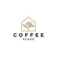 koffie huis logo, coffeeshop gemakkelijk logo, huis van koffie bonen met Afdeling in modieus lijn hipster modern gemakkelijk logo illustratie vector