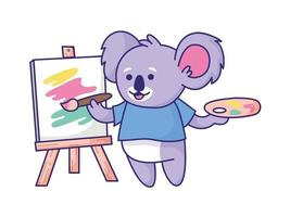 koala verven Aan canvas. wild dier schilder. schattig dier. vector illustratie.