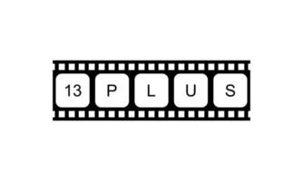 teken van volwassen enkel en alleen voor dertien plus, 13 plus leeftijd in de filmstrip. leeftijd beoordeling film icoon symbool voor film poster, banier, achtergrond, appjes, website of grafisch ontwerp element. vector illustratie