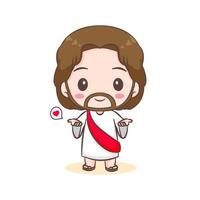 schattig Jezus Christus en de schapen tekenfilm. hand- getrokken chibi karakter geïsoleerd wit achtergrond. christen Bijbel voor kinderen. mascotte logo icoon vector kunst illustratie