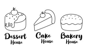 gemakkelijk bakkerij eigengemaakt, gebakje en brood winkel logo, insignes, etiketten, pictogrammen en stickers. vector