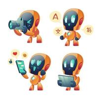 leuke chatbot-cartoon, gespreksrobot vector