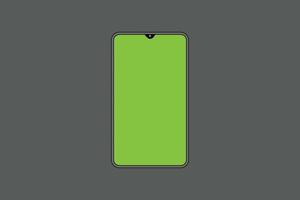 mobiel telefoon met blanco groen scherm geïsoleerd Aan grijs achtergrond. vrij vector