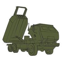 tekening schets in kleur. hemar. artillerie raket systeem. tactisch vrachtwagen. kleurrijk vector illustratie geïsoleerd Aan wit achtergrond.