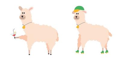 illustratie van een dier alpaca. alpaca karakter vector