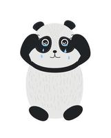 verdrietig panda. de panda is huilen. vector illustratie.