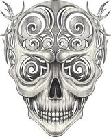 kunst luxe schedel tatoeëren. hand- tekening en maken grafisch vector. vector