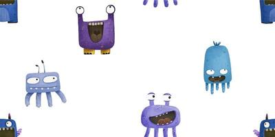 schattig naadloos patroon met monsters, kinderachtig illustratie, baby ontwerp vector