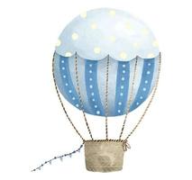 schattig kinderachtig illustratie met heet lucht ballon, reis, reis set. baby kunst, sticker vector