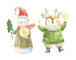 schattig kinderachtig Kerstmis illustratie. Kerstmis tekenfilm karakters, afdrukken, decor vector