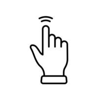 dubbele kraan gebaar van computer muis. wijzer vinger zwart lijn icoon. cursor hand- lineair pictogram. tintje Klik druk op vegen punt schets symbool. bewerkbare hartinfarct. geïsoleerd vector illustratie.