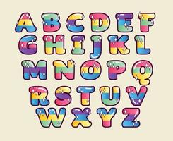 kleurrijke afgeronde cartoon gestreepte geïsoleerde letters vector
