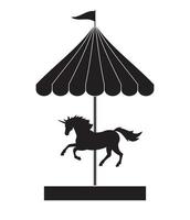 vector zwart eenhoorn carrousel silhouet