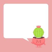 schattige cactus met tekstballon vector