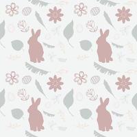 naadloos patroon met roze konijntje en bloemenvormen op een witte achtergrond. vector