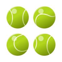 reeks van groen tennis ballen Aan wit achtergrond. vector ontwerp. sport, fitheid, werkzaamheid vector illustratie. vector elementen van uitrusting voor tennis. realistisch kleur versie