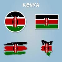 gemakkelijk vlak vlag kaart van de republiek van Kenia. vector