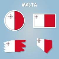 Malta kaart vlag. kaart van de republiek van Malta met de Maltees nationaal vlag geïsoleerd. vector