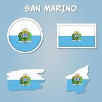 kaart van san marino met vlag geïsoleerd Aan blauw achtergrond. vector