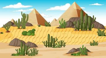 woestijn boslandschap bij dagtijdscène met piramide van Gizeh vector