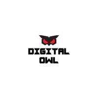 digitaal uil elegant logo ontwerp concept. zwart uil hoofd met rood ogen vector