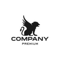 silhouet logo van zwart leeuw met Vleugels. gevleugeld leeuw. vector illustratie, logo of icoon Aan wit achtergrond