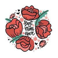 kader met bloemen en opschrift - het beste mam ooit. vieren de moeder dag. vector. vector