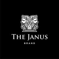 oude Grieks figuur gezicht hoofd standbeeld beeldhouwwerk logo ontwerp, elegantie logo Janus god vervelend blad kroon, lijn lineair illustratie elegant logo illustratie vector
