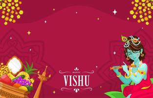 gelukkige vishu met krishna-karakter vector