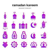 een Purper en roze Ramadan kareem modern helling icoon set. vector