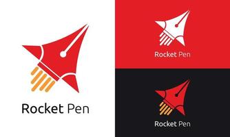 raket pen logo, deze logo kan worden gebruikt voor uw bedrijf of kan worden gebruikt voor een schrijfbehoeften winkel vector