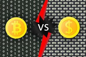 bitcoin cryptogeld vs ons dollar teken creatief e-business concept vector