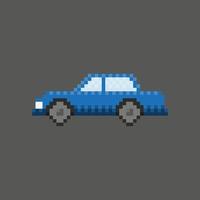 illustratie van blauw auto in pixel kunst stijl vector