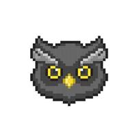 zwart uil hoofd in pixel kunst stijl vector