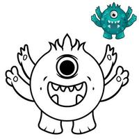 kleur Pagina's voor kinderen onderwijs schattig monster tekenfilm vector icoon illustratie. monster vakantie icoon concept geïsoleerd