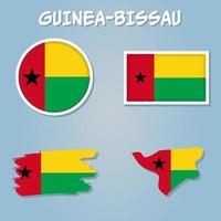 Guinea-Bissau kaart vlag, kaart van de republiek van Guinea-Bissau met de bissau-guinea land banier, vector illustratie.