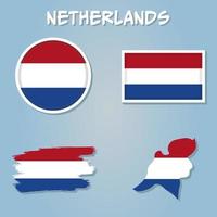 vector kaart van Nederland met vlag. geïsoleerd, blauw achtergrond.