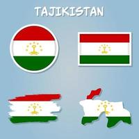 kaart van de land van Tadzjikistan in de kleuren van de staat vlag van Tadzjikistan. vector