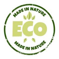 getextureerde groen etiket met bladeren voor biologisch, eco vriendelijk producten. vector illustratie van natuurlijk, bio producten sticker, insigne, logo