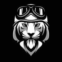 tijger helm zwart en wit mascotte ontwerp vector