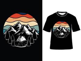 retro wijnoogst camping t-shirt ontwerp, gelukkig kampeerder, camping t-shirt ontwerp, berg camping creatief t overhemd vector