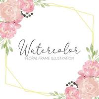 rustiek roze pioen aquarel bloemstuk frame vector