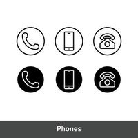 telefoon icoon set, telefoontje symbool vector