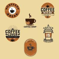 koffie badges en wijnoogst sticker ontwerp vector