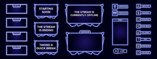 bedekking spel reeks van modern ontwerp element voor streaming scherm paneel. blauw spel kader voor internet uitzending en online video. futuristische leven stroom kader voor koppel. vector technologie sjabloon.