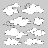 tekening reeks van wolken, vector illustratie.