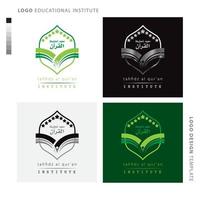 leerzaam instellingen logo, school, academie logo met sterren van geopend boek vector