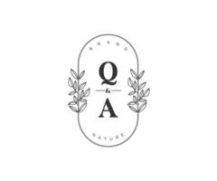eerste qa brieven mooi bloemen vrouwelijk bewerkbare premade monoline logo geschikt voor spa salon huid haar- schoonheid winkel en kunstmatig bedrijf. vector