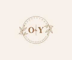 eerste oy brieven mooi bloemen vrouwelijk bewerkbare premade monoline logo geschikt voor spa salon huid haar- schoonheid winkel en kunstmatig bedrijf. vector